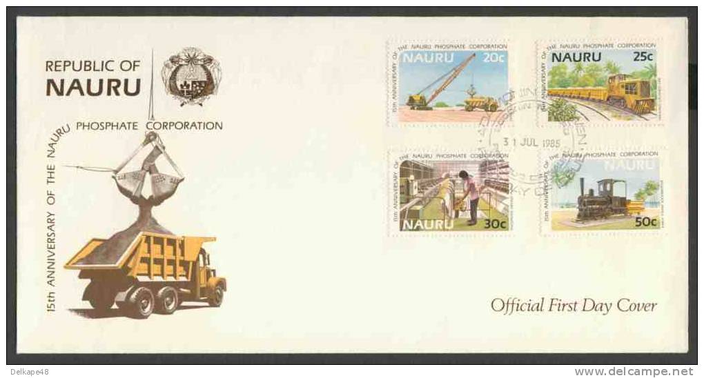 Nauru 1985 FDC - Mi 306 /9 - 15th Ann. Of The Nauru Phosphate Corporation / 15 Jahre Phosphat-Gesellschaft. - Andere (Aarde)