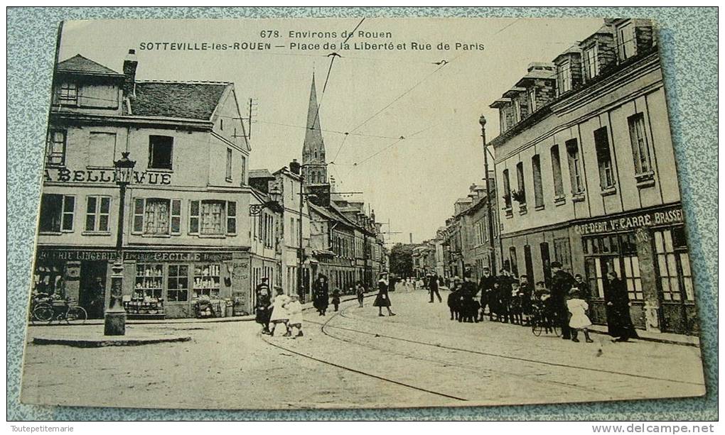 Sotteville Les Rouen -  Place De La Liberte Et Rue De Paris - Café Carre - Epicerie Cecille - Sotteville Les Rouen