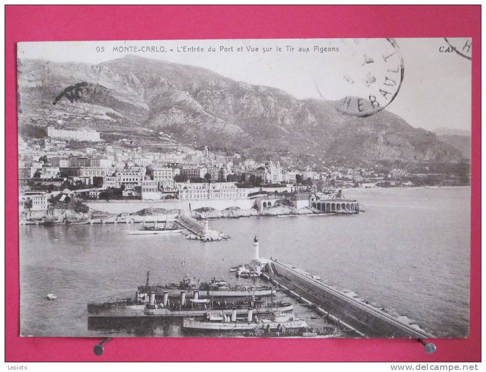 Monte Carlo - L´Entrée Du Port Et Vue Sur Le Tir Aux Pigeons - Phare - Scan Recto-verso - Porto