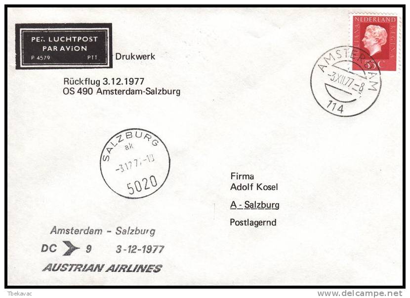 Netherlands 1977, Airmail Cover Amsterdam To Salzburg - Poste Aérienne
