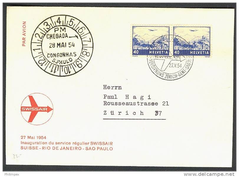 SWITZERLAND SPECIAL FLIGHT 1954 TO ST PAOLO BRAZIL - Autres & Non Classés