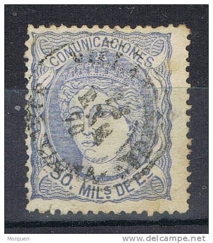 Sello 50 Mils Alegoria 1870, Fechador VILAFRANCA (Barcelona) Num 107 º - Used Stamps