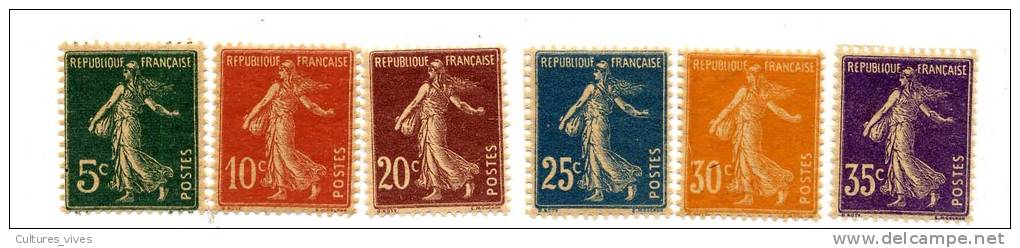 137 à 142 Seumeuse Serie De 6 Valeurs, Neufs Avec Trace De Charnière. - 1906-38 Semeuse Camée