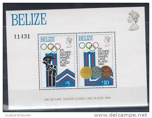 JO80/H14 - BELIZE N° 447/54 + BF 26/27 Neufs** Jeux Olympiques Lake Placid 1980 - Belize (1973-...)