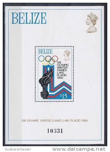 JO80/H14 - BELIZE N° 447/54 + BF 26/27 Neufs** Jeux Olympiques Lake Placid 1980 - Belize (1973-...)