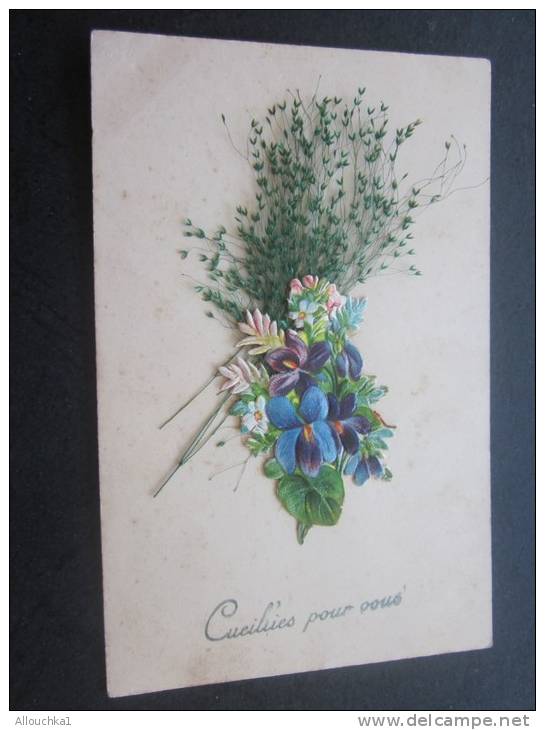 Carte Postale Chromo  à Système « Fleurs Cueillies Pour Vous»souvenir De Paris Pour Nampalles La Cour Par Plomion 02 - Bloemen