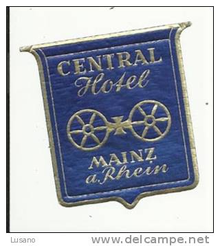 Etiquette De Bagage - Central Hotel - Mainz Am Rhein (Mayence) - Allemagne - Hotel Labels