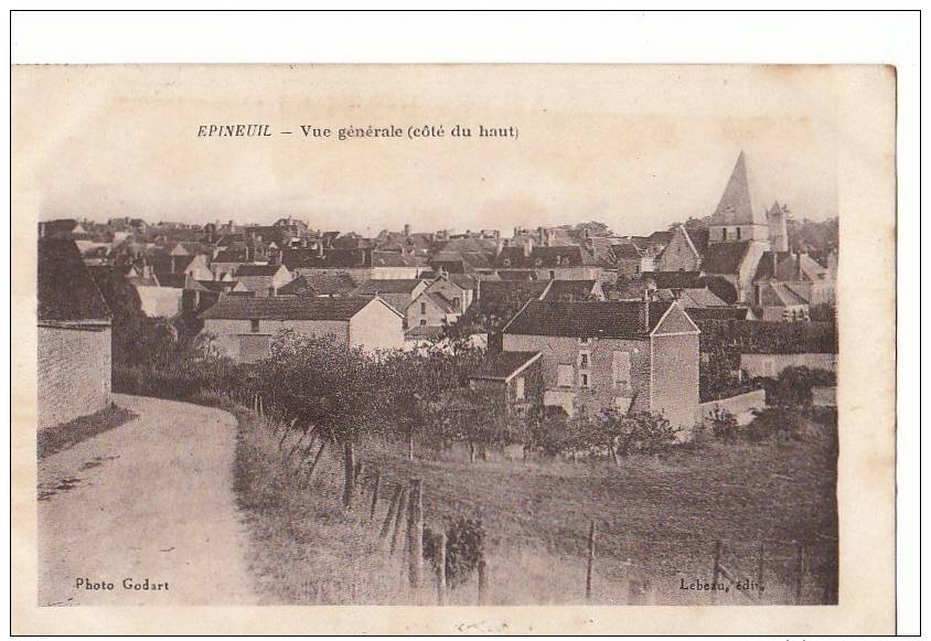 89 EPINEUIL  Le VILLAGE  ( Côté Du Haut )  Maisons EGLISE Route Et CHAMPS En 1920 - Autres & Non Classés