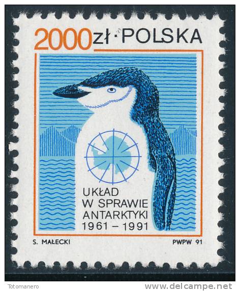 POLAND/Polen/Polska 1991, 30th Anniversary Of Antarctic Treaty, Set Of 1v** - Antarctic Treaty