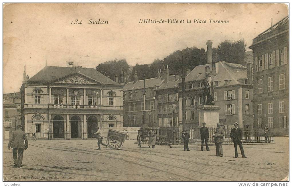 08 SEDAN HOTEL DE VILLE ET PLACE TURENNE CHARRETTE A BRAS - Sedan