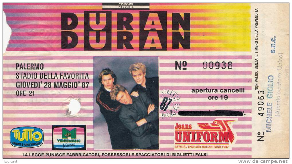 PALERMO DURAN DURAN 1987 - Biglietti Per Concerti