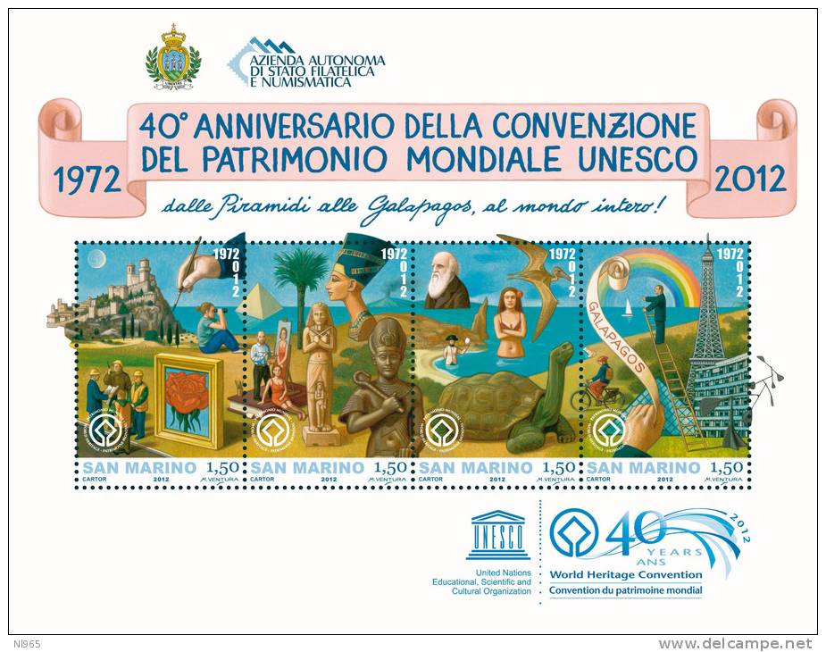 REPUBBLICA DI SAN MARINO - ANNO 2012 - BF CONVENZIONE PATRIMONIO UNESCO  - NUOVI MNH ** - Neufs
