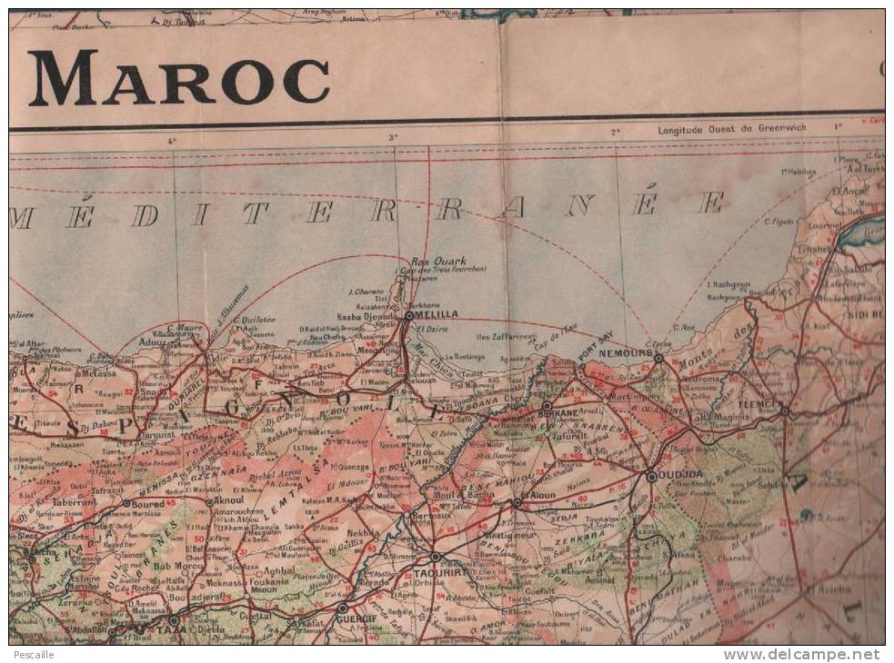 1946 - CARTE TARIDE TOUT LE MAROC EN 1 FEUILLE - ITINERAIRES ROUTIERS - PLANS FES CASABLANCA TANGER MARRAKECH - Geographical Maps