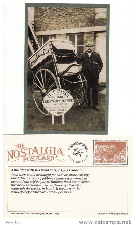 Postcard Miller Builder Hand Cart C1905 Bush Carriage Works London Nostalgia Repro - Other & Unclassified