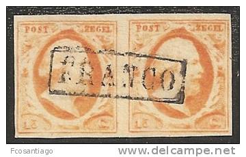 HOLANDA 1852 - Yvert #3 - VFU (Pareja) - Used Stamps