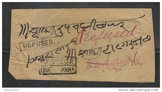 India..1889  REFUSED..SLO..RAJASTHAN.. POSTAGE DUR Hand Made Cover   #  46558   Indien Inde - 1858-79 Compañia Británica Y Gobierno De La Reina