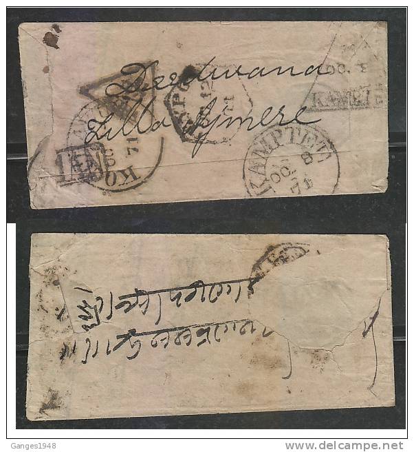 India..1879  Postage Due.. 3 Railway  T.P.O. Marks   Hand Made Cover To Kamptee   #  46555   Indien Inde - 1858-79 Compañia Británica Y Gobierno De La Reina