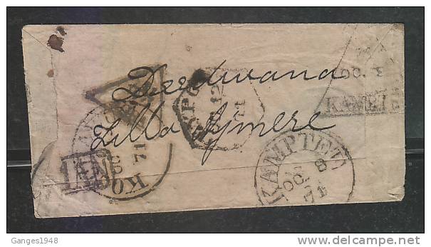 India..1879  Postage Due.. 3 Railway  T.P.O. Marks   Hand Made Cover To Kamptee   #  46555   Indien Inde - 1858-79 Compagnie Des Indes & Gouvernement De La Reine