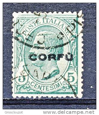 Corfù 1923 SS 30 N. 1 C. 5 Verde USATO Cat. € 20 - Corfu