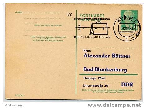 DDR P70 IA Antwort-Postkarte ZUDRUCK BÖTTNER #10  Weimar 1960 - Privé Postkaarten - Gebruikt