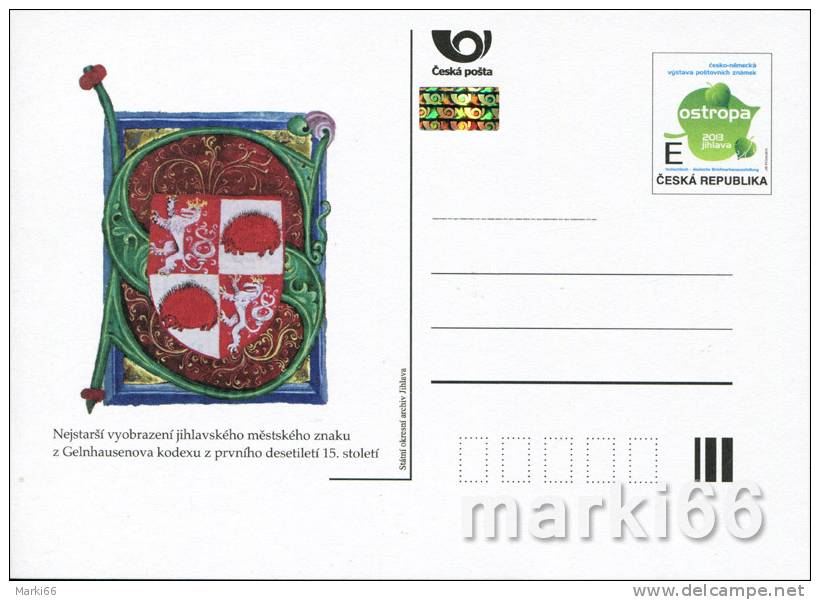 Czech Republic - 2013 - Czech-German OSTROPA Philatelic Stamps Exhibition - Postcard With Original Stamp And Hologram - Postkaarten