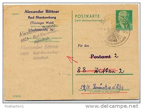 DDR P70 IF Frage-Postkarte ZUDRUCK BÖTTNER #4 Nach Zittau 1970 - Privatpostkarten - Gebraucht