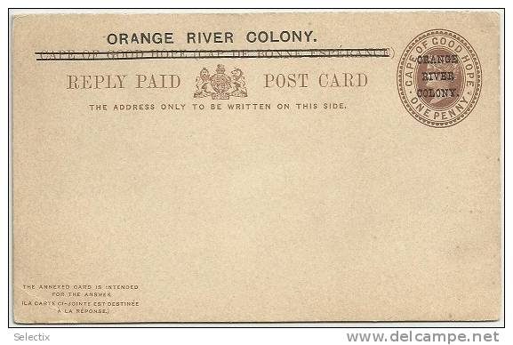 South Africa 1890 Orange River Colony - Postal Stationery Correspondence Card With Reply Card - État Libre D'Orange (1868-1909)