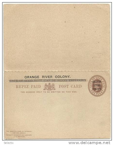 South Africa 1890 Orange River Colony - Postal Stationery Correspondence Card With Reply Card - Oranje Vrijstaat (1868-1909)