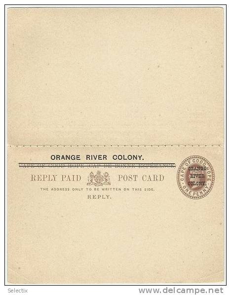 South Africa 1890 Orange River Colony - Postal Stationery Correspondence Card With Reply Card - Oranje Vrijstaat (1868-1909)