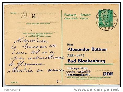 DDR P70 IIA Antwort-Postkarte ZUDRUCK BÖTTNER #2  LAON Frankreich 1971 - Postales Privados - Usados