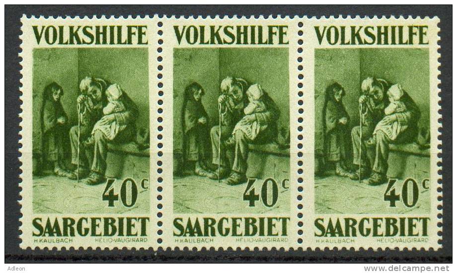 Sarre -Secours Populaire Tableaux YT 132** X 3 / Saargebiet- Volkshilfe Mi.Nr. 135** X 3 - Ungebraucht