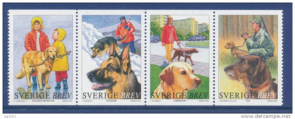 Sweden 2001 Facit #  2232-2235. Dogs, MNH (**) - Nuevos