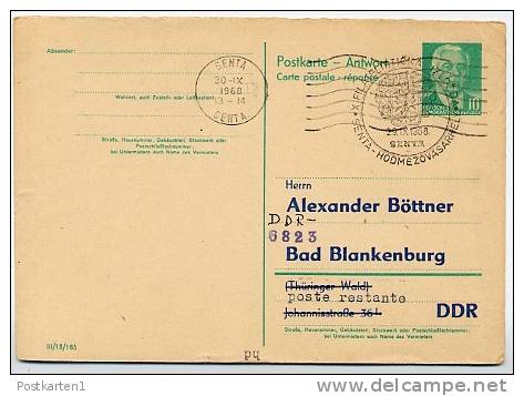 WAPPEN Senta SERBIEN 1968 Auf DDR P70 IIA Antwort-Postkarte ZUDRUCK BÖTTNER #2 - Briefe U. Dokumente