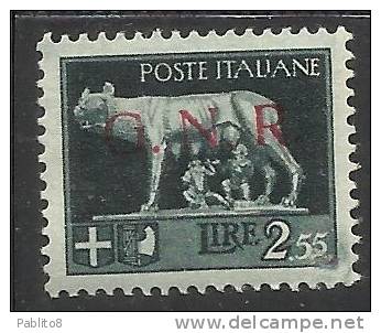 ITALY KINGDOM ITALIA REGNO 1944 REPUBBLICA SOCIALE ITALIANA RSI GNR L. 2,55 MNH BEN CENTRATO - Nuovi