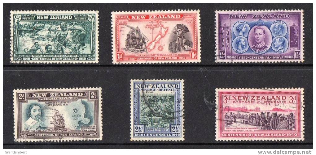 New Zealand 1940 Centenary Of British Sovereignty 6 Values To 3d Used - Usados