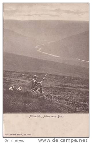 SHOOTING DOGS POSTCARD - MOUNTAINS, MOOR AND RIVER - Chiens