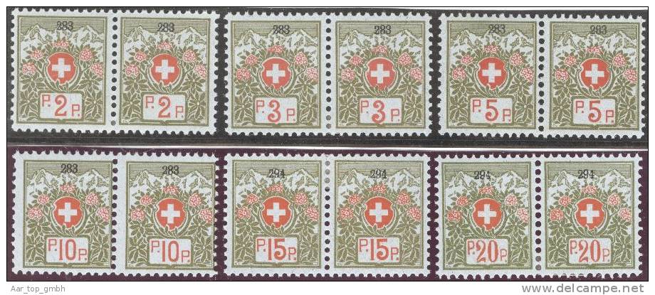 Schweiz Portofreiheit 1911- Satz Zu#2A-7A Paare M.gleicher Nr. F.Institutionen * Falz - Franchise