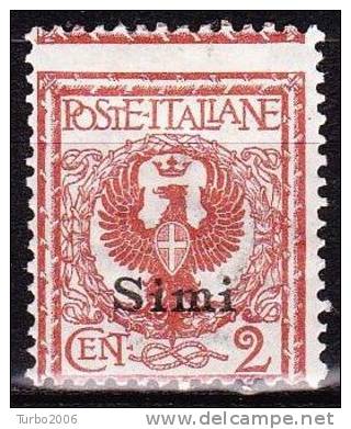 DODECANESE 1912 Black Overprint SIMI On Italian 2 Cent Redbrown  Vl. 1 MH - Dodécanèse