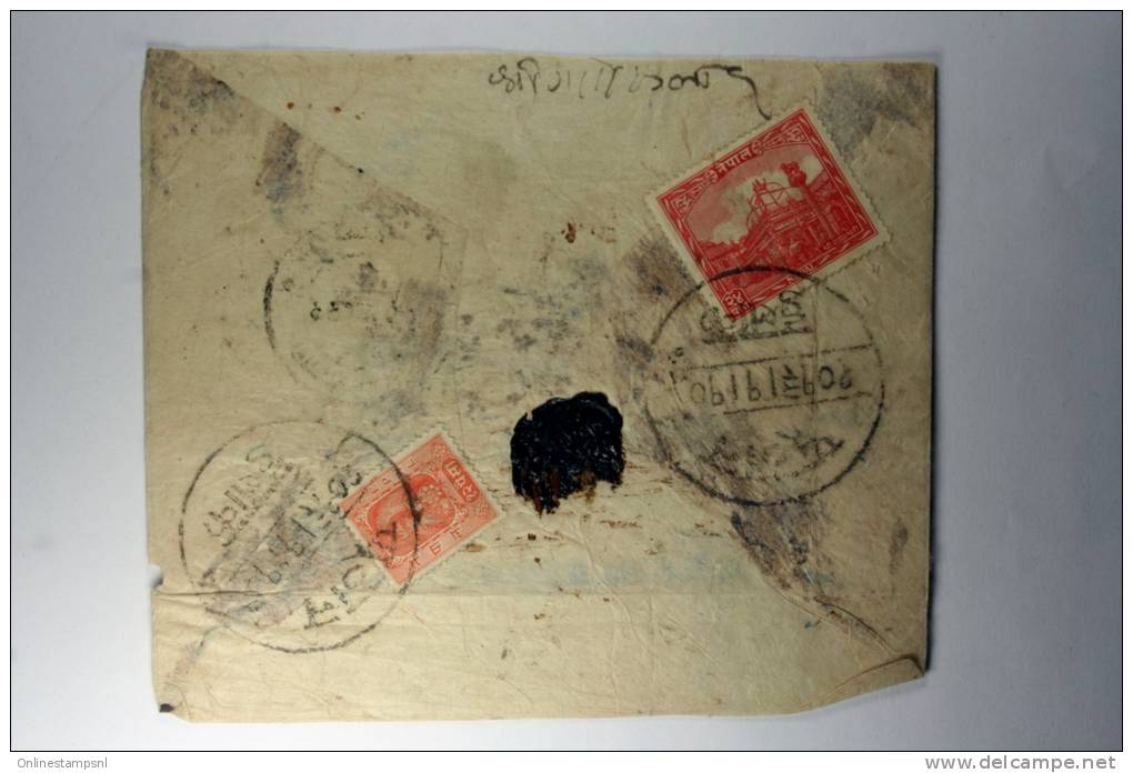 Nepal: Registered And Wax Sealed Old Cover, Mixed Stamps - Népal