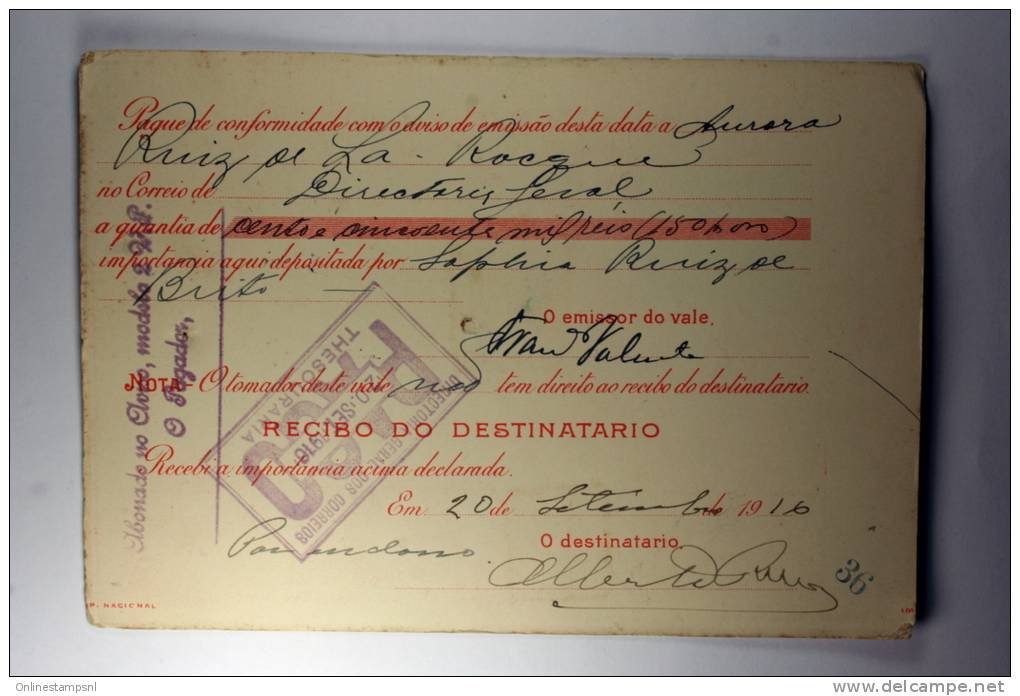 Brasil Vale Postal Nacional, Postal Payment, 1916 Mixed Stamps - Storia Postale