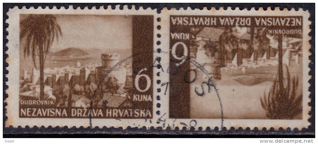 Croatia 1943 WWII Postmark Gabos On Tete-beche Stamps - Croatia