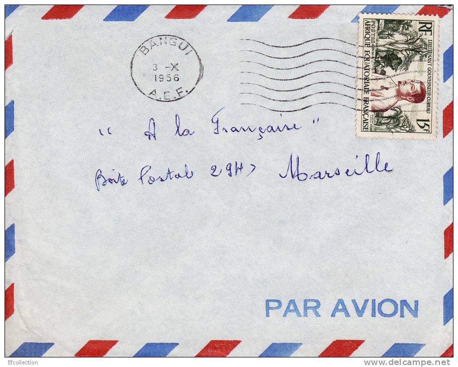 BANGUI OUBANGUI AFRIQUE COLONIE FRANCAISE LETTRE PAR AVION STAMP TIMBRE MARCOPHILIE - Cartas & Documentos