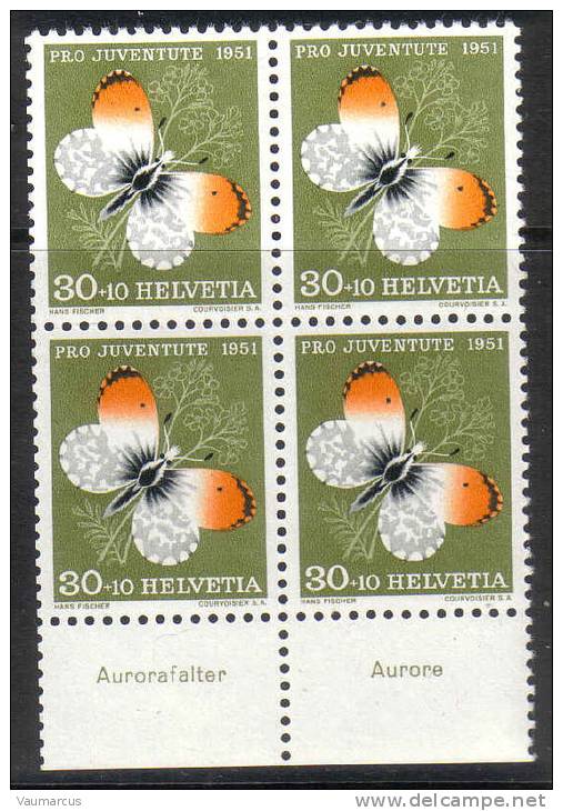 1951 Zu J 141 PRO JUVENTUTE Bloc De 4 Avec TABS ** / MNH - Unused Stamps