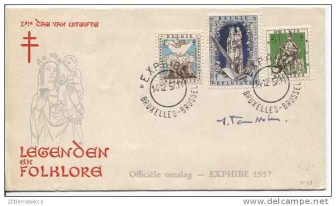 TP Surtaxe 1040-1042-1044 S/FDC C.Exphibe-Bruxelles 14.12.1957 Sainte-Vierge AP388 - Christianisme