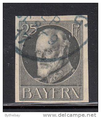 Bavaria Used Scott #124 25pf King Ludwig III, Gray - Oblitérés