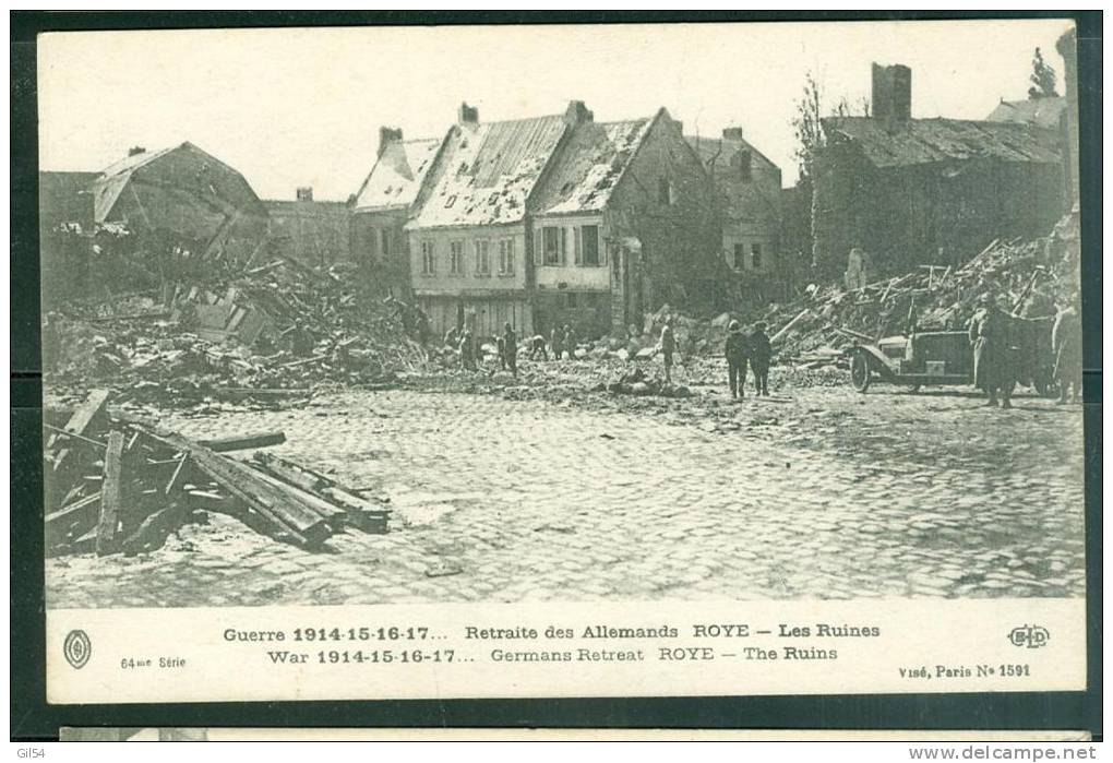 Guerre 1914/17 - Retraite Des Allema - Roye ( Somme) - Les Ruines - Uu38 - Roye