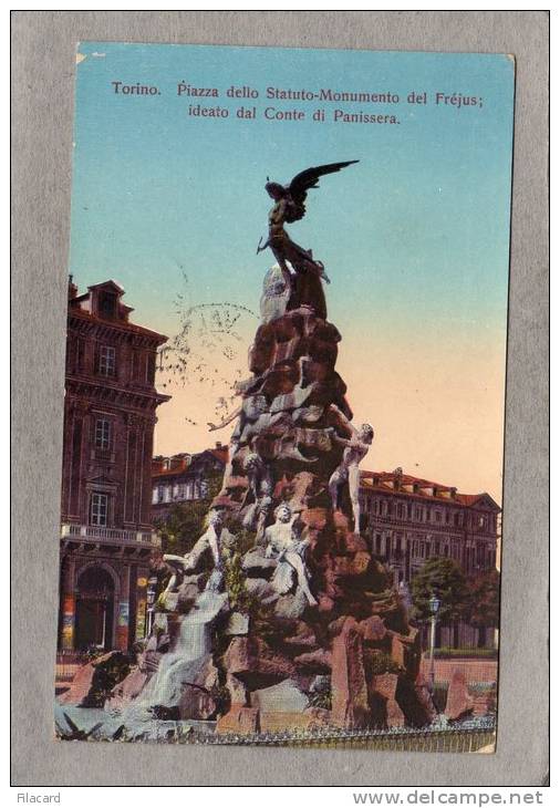38518     Italia,    Torino -  Piazza  Dello  Statuto- Monumento  Del Frejus; Ideato  Dal  Conte  Di  Panissera, VG 1914 - Places & Squares