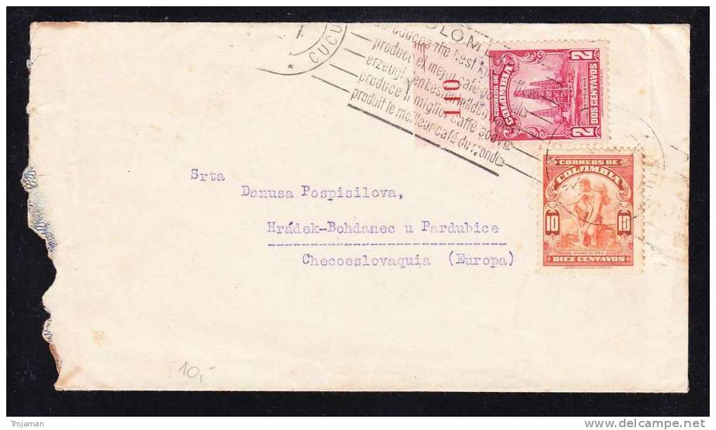 E-AMER-43 LETTER FROM COLOMBIA TO CHECOSLOVAQUIA 5.08.1936 - Colombia