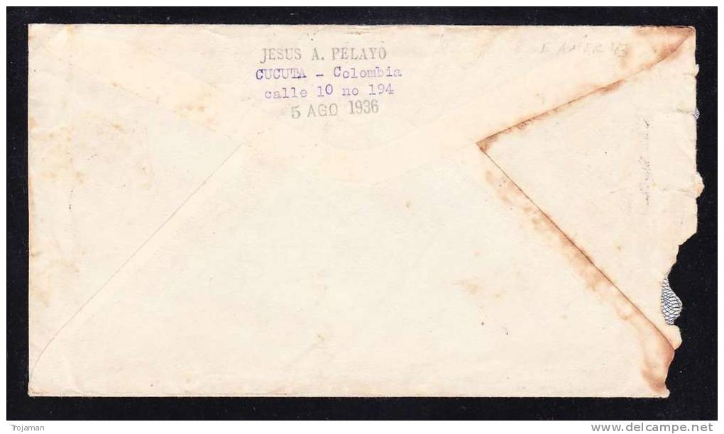 E-AMER-43 LETTER FROM COLOMBIA TO CHECOSLOVAQUIA 5.08.1936 - Colombia