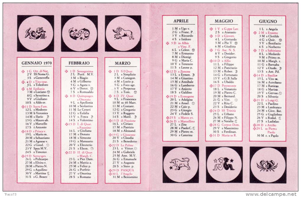 PALERMO / Calendario Da Barbiere " SIRENE " _ 1970 - Petit Format : 1961-70